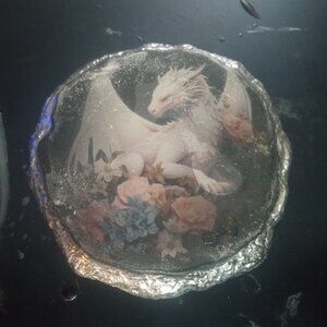 Handmade Resin White Dragon Wall Hanging